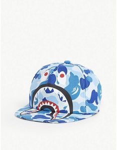 Casquette Snapback Unisexe à 6 Panneaux, Broderie 3D Bouche de Requin Camouflage Bleu, Effet Délavé, Chaînes, Réglable, Style Urbain Décontracté, Common Four - Product Image 5