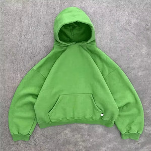 High Quality Heavyweight Terry Cropped Boxy Hoodie Custom Streetwear Drop Shoulder Crop Hoodies Men Oversized Thick Pullover - Product Image 2