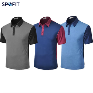 <b>Men's</b> <b>T</b>-<b>shirts</b> Solid Knitted Spandex/Polyester Short Sleeve Casual Plain Dyed Anti-Wrinkle <b>Cool</b> Dry Contrast Collar <b>Shirts</b> - Product Image 1