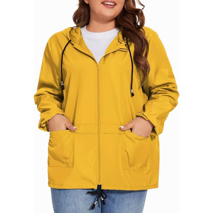 Yellow Hooded Waterproof Reversible <b>Quilted</b> <b>Jacket</b> Casual Loose Fit Zipper Closure Winter Wear Unisex <b>Pattern</b> - Product Image 3