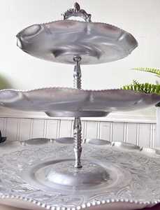 <b>3</b> <b>Tier</b> Metal Serving Tray <b>Stand</b>, Vintage 1960s MCM Mid Century Dessert <b>Stand</b>, Tiered Platter - Product Image 4