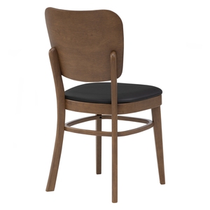Mid Century Modern Bentwood <b>Backrest</b> Dining Chair Upholstered Vinyl Seat with Sturdy Solid Wood Legs for Commercial Project Use - Product Image 4