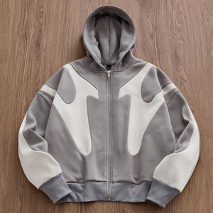 Sudadera con capucha de punto informal de moda para hombre, de ajuste holgado y manga larga, con cremallera, el mejor proveedor de ropa personalizada al por mayor para hombre - Product Image 1