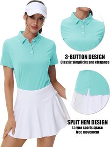 เสื้อโปโลผ้าฝ้ายสีทึบสำหรับผู้หญิงแขนสั้นลำลองสีฟ้าอ่อน - Product Image 5