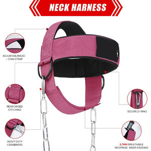 Pink Oxford Fabric Neck Harness with Chain and Carabiners for <b>Boxing</b> Training Adjustable Protective Gear Unisex Adult Use - Product Image 4