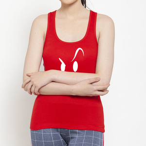 Custom Summer Sexy Lady <b>red</b> Color tank <b>Top</b> Soft Cotton Feel Women Singlet Cool Blank Plain logo Tanks for Ladies - Product Image 1