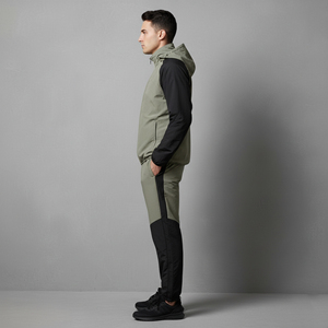Survêtement d'hiver pour homme 100 % coton, grande taille, avec capuche, logo personnalisé imprimé, color block, streetwear, respirant et confortable - Product Image 5