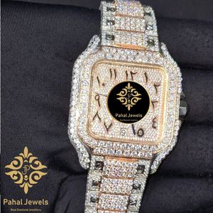 Montre mécanique à cadran carré avec bracelet en cristal, ton or, incrustation de diamants, montre-bracelet de soirée pour cadeau - Product Image 4