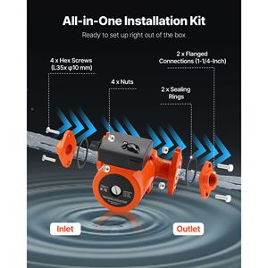 Pompa di Ricircolo in Ghisa F 0011 BF4 J, 33 GPM, AC 120V, 33 ft, per Acqua Calda con Flangia da 1 1/4 Pollici - Product Image 3