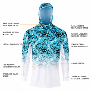 Sudadera con Capucha para Hombre, 100% Algodón, Secado Rápido, Transpirable, Manga Raglán, Protección Solar UPF 50+ - Product Image 1