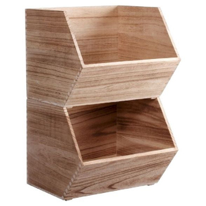 Modern Farmhouse Wood Kitchen Organizer And Produce <b>Basket</b> <b>Stackable</b> Storage <b>Baskets</b> For Pantry <b>Basket</b> And Fruit Display - Product Image 3