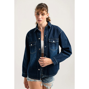 Latest Women's Stonewashed <b>Denim</b> <b>Jacket</b> Full Sleeve Button Closure Turn-down Collar Casual Vintage Style Regular Fit All Season - Product Image 1