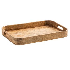 Mango Wood Serving Tray with Handles Rustic Rectangular <b>Decorative</b> Platter for <b>Kitchen</b> Coffee Table & Restaurant - Product Image 3