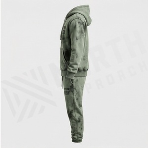 Men's Hooded Casual Solid Customized Color Acid Wash <b>Tracksuit</b> Custom Logo Quick Dry Fleece Design Breathable Gym - Product Image 3