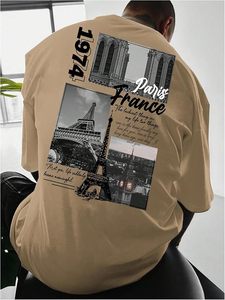 T-shirt pour homme à imprimé graphique, col rond décontracté, manches courtes, tissu léger et respirant, style streetwear élégant, à porter au quotidien - Product Image 3