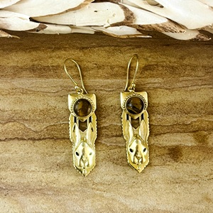 Dernier design Boucles d'oreilles pendantes Lapin Bohème en laiton tribal pour femmes, Bijoux animaliers plaqués or 18 carats pour la vente en gros/OEM/ODM - Product Image 3