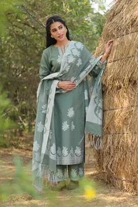 Colección Safaa RIMAL: Tela de Traje para Dama sin Coser, Jacquard Premium |   Ropa Étnica de Estilo Indio-Pakistaní para Mujer - Product Image 2