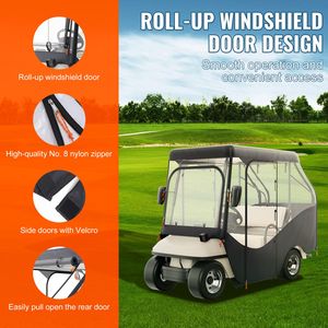 Copertura per Golf Cart in Poliestere 420D con Finestre Trasparenti su 4 Lati, Tettuccio per Club Car a 4 Posti - Product Image 5