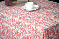 Nappe en coton rose moderne personnalisable de haute qualité, écologique, à motif floral Kalamkari imprimé à la main, réutilisable et anti-poussière pour