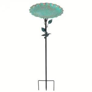 Bebedero para Pájaros de Metal con Acabado Antiguo, Decoración de Jardín para Exteriores, Tema Tradicional de Aves, con Estaca Independiente - Product Image 5