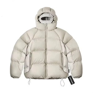 Veste d'hiver décontractée pour homme, en duvet noir, coupe-vent, col montant, coupe régulière - Product Image 2
