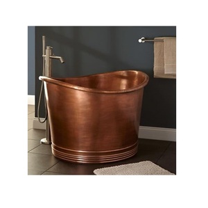 Elegante Bañera de Hidromasaje Independiente de Cobre Pulido Estilo Antiguo con Respaldo Alto, Base Decorativa, Ecológica y Duradera - Product Image 4