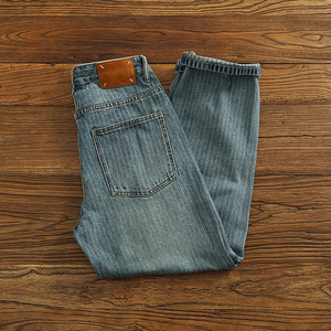 Straight Leg Denim <b>Jeans</b> <b>Men</b> <b>High</b> <b>Waist</b> Breathable Solid Button Stonewashed Cotton Casual Pants Winter Wear - Product Image 5