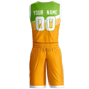 Conjunto de Uniforme de Baloncesto Personalizado Verde Naranja, Jersey sin Mangas Sublimado, Pantalones Cortos, Absorbe la Humedad, Unisex, Ropa Deportiva para Equipos Adultos - Product Image 3