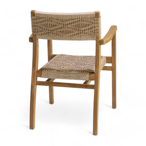 Silla de Comedor de Madera de Teca con Doble Mimbre, Diseño Moderno, Material Cómodo y Duradero para Uso en Exteriores y Sala de Estar - Product Image 3