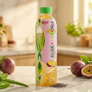 Passion Fruit Flavor Aloe Vera Juice Drink With Pulp 500ml Pet Bottle Packing Rita Brand Premium Fruit <b>Beverage</b> Liquid Refresh - Product Image 2