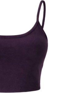 Conjunto de 2 Piezas para Mujer, Color Morado, Top Corto sin Mangas con Cordón Ajustable y Pantalones Cortos, Tejido Sólido y Transpirable, Ropa Casual de Primavera/Verano - Product Image 5