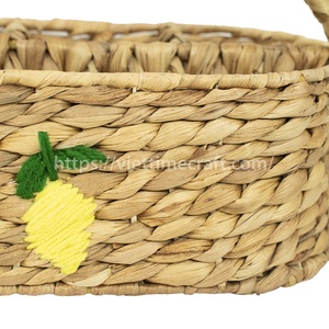 Porte-ustensiles en jacinthe d'eau tissé à la main le plus vendu avec poignée 4 compartiments broderie citron nouvel organisateur de motifs - Product Image 3