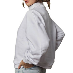 Sweat-shirt à col montant bleu ciel pour femme, en molleton oversize, décontracté, streetwear d'hiver, pull - Product Image 6