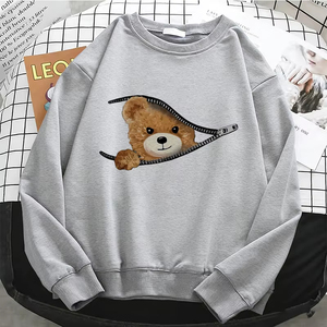 Sweat-shirts à capuche pour femmes, style streetwear professionnel, Y2K, motif ours, basiques, chauds en polaire, à col rond, décontractés - Product Image 2