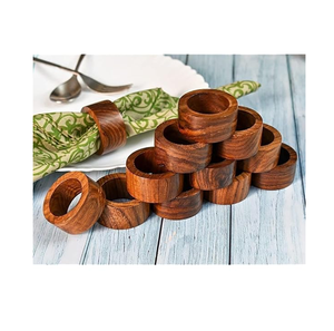 Porte-serviettes multifonctionnel en bois et en forme de cercle, accessoires de décoration pour table basse, café, restaurant et maison - Product Image 3