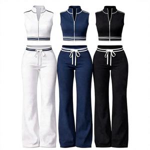 Conjunto de Ropa de Casa de 2 Piezas a Rayas para Mujer, Verano, Modal Acordonado, Camiseta de Manga Larga y Leggings Largos - Product Image 2