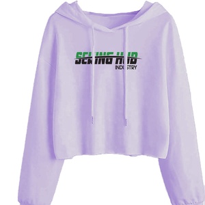 Sudaderas con capucha de Jersey Venta caliente Moda de algodón recortado Sudadera con capucha de manga larga Sudaderas con capucha de mujer en blanco personalizadas transpirables - Product Image 2