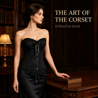 Korset Wanita Model Bustier Vintage 2026, Terlaris, Berenda, Pita, Slim Fit, Penyangga Pinggang, Fishbone, Pembentuk Tubuh
