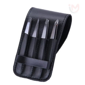 Juego de 4 Pinzas Profesionales para Cejas de Acero Inoxidable con Punta Curva, Duraderas y Ecológicas, Kit de Herramientas para Salón de Belleza - Product Image 1