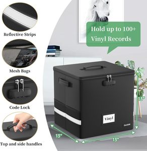 Có thể khóa Vinyl kỷ lục lưu trữ hộp chống cháy và không thấm nước Kỷ Lục tổ chức mà giữ hơn 100 hồ sơ duy nhất (12 inch) - Product Image 2