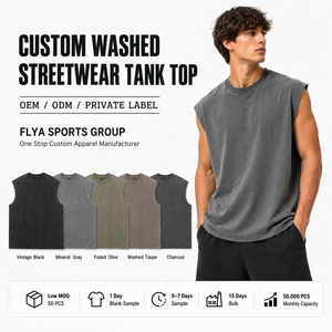 OEM <b>Mens</b> Sleeveless T Shirt Vest Summer Fitness <b>Muscle</b> tank Vintage Washed 100% Cotton Customize Streetwear Oversized Tank <b>Tops</b> - Product Image 3
