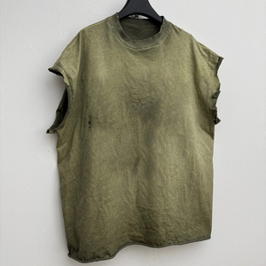 Débardeur Streetwear Personnalisé OEM de Haute Qualité 100% Coton Vintage Délavé à l'Acide Impression Numérique Débardeur Homme Effet Vieilli Coupe Courte - Product Image 2