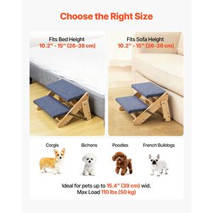 Scala per Animali Domestici a 2 Gradini in Legno per Letti, Divani, Auto - Capacità 110 Libbre, Design Pieghevole e Piatto, Robusta Scala per Cani e Gatti - Product Image 5