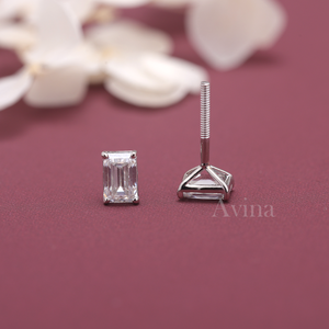 IGI Certified Lab Grown Diamond <b>Emerald</b> Cut <b>Stud</b> Earrings Solid 925 Sterling Silver Solitaire Diamond Earrings - Product Image 6