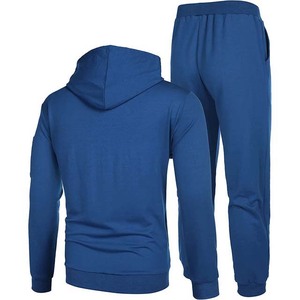 Pantalon de survêtement décontracté unisexe bleu, longueur intégrale, avec taille élastique et poches latérales, coupe classique, couleur unie, pour l'automne - Product Image 5