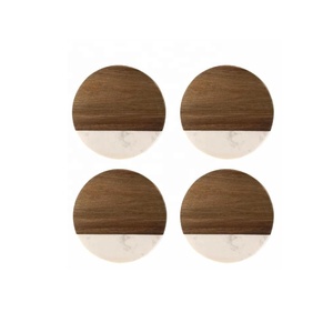 Juego de 4 posavasos de mármol y madera con forma elíptica blanca para taza de bebida de café posavasos de té para mesa de comedor posavasos para decoración del hogar - Product Image 5
