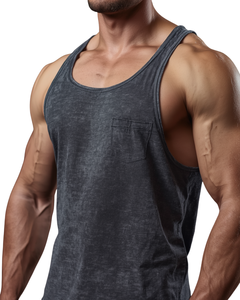Débardeur sans manches noir pour homme, col rond, tricot uni, vêtement décontracté, 100% coton - Product Image 2