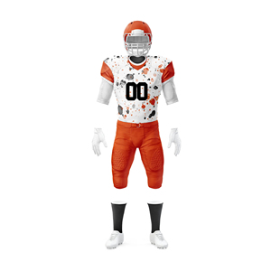 Uniformes de Fútbol Americano 7on7 Personalizados Sublimados Transpirables de Secado Rápido, Conjunto de Jersey Cosido y Pantalones Cortos de Compresión en Colores de Equipo Cromados - Product Image 1