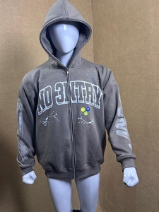 Nouveau sweat à capuche zippé épais délavé pour homme, 100 % coton, style streetwear, idéal pour l'automne - Product Image 4