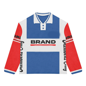 Women Rugby Shirt 240 GSM Polyester Cotton Blend Panel Design <b>Red</b> Sleeves Custom Sublimation Print Logo women's Shirt Cotton - Product Image 1